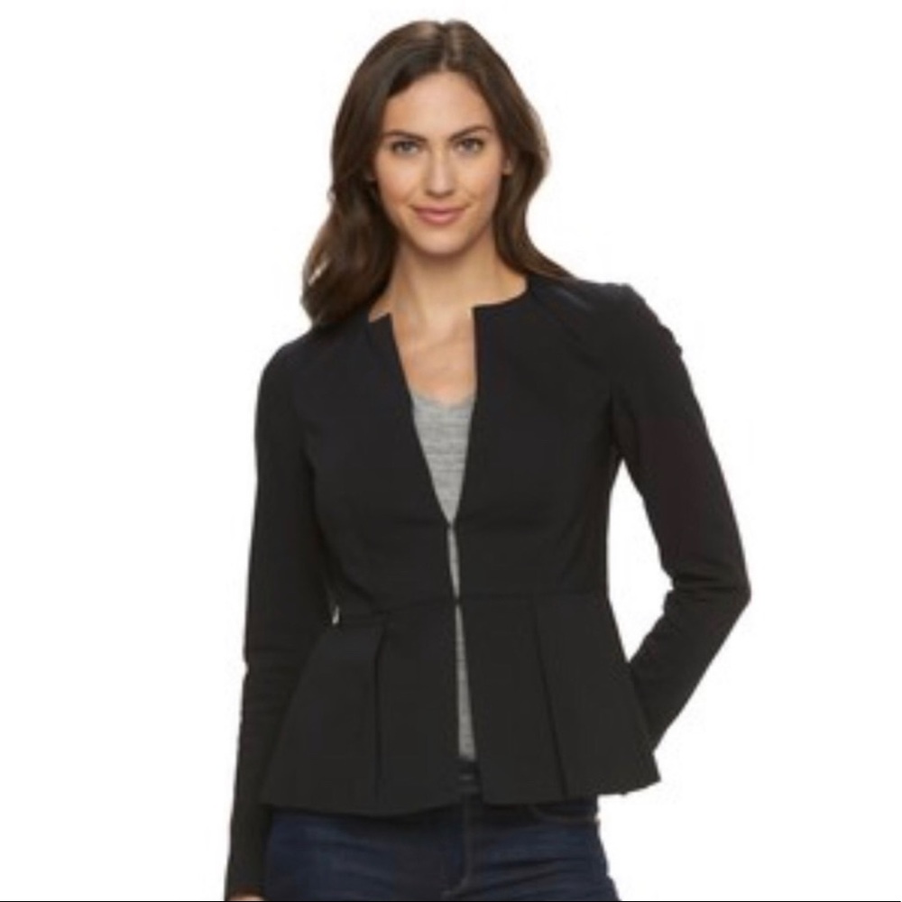 Apt. 9 Petite Torie Jacket Peplum Style Work Blazer Black